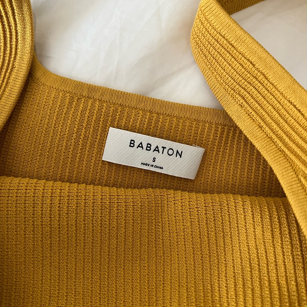 Babaton Ribbed Square-Neck Crop Tank — Blush & Mustard - Picture 3 of 5